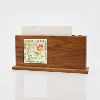 七宝焼|木製メモスタンド　花と鳥