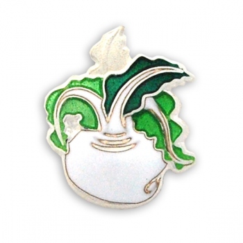 七宝焼|ピンブローチ・植物　白カブ　【在庫限り】