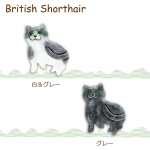 七宝焼|花白組ピンブローチ　猫・ブリテッシュショートヘア