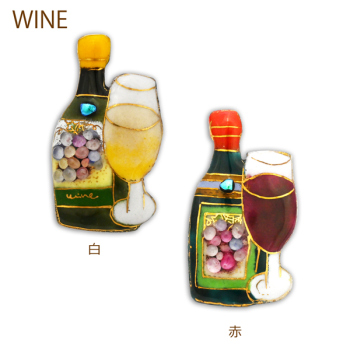 七宝焼|土田ピンブローチ・ワイン