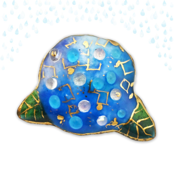 七宝焼|土田ピンブローチ あじさい 青(限定商品)