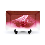 七宝焼|飾皿・18×30　エマイユ赤富士