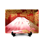 七宝焼|飾皿・16×22　富士金彩桜