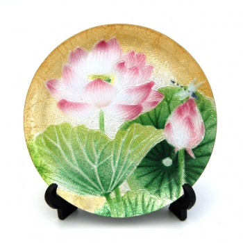 七宝焼|飾皿・45丸　蓮の花