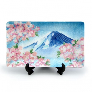 七宝焼|飾皿・18×30　富士桜