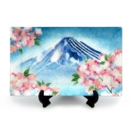 七宝焼|飾皿・15×24　富士桜