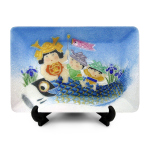 七宝焼|飾皿・節句　12×18cm鯉と子供たち