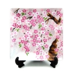 七宝焼|飾皿・18×18　ピンク枝垂桜
