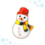 七宝焼|土田ピンブローチ　クリスマス・雪だるま